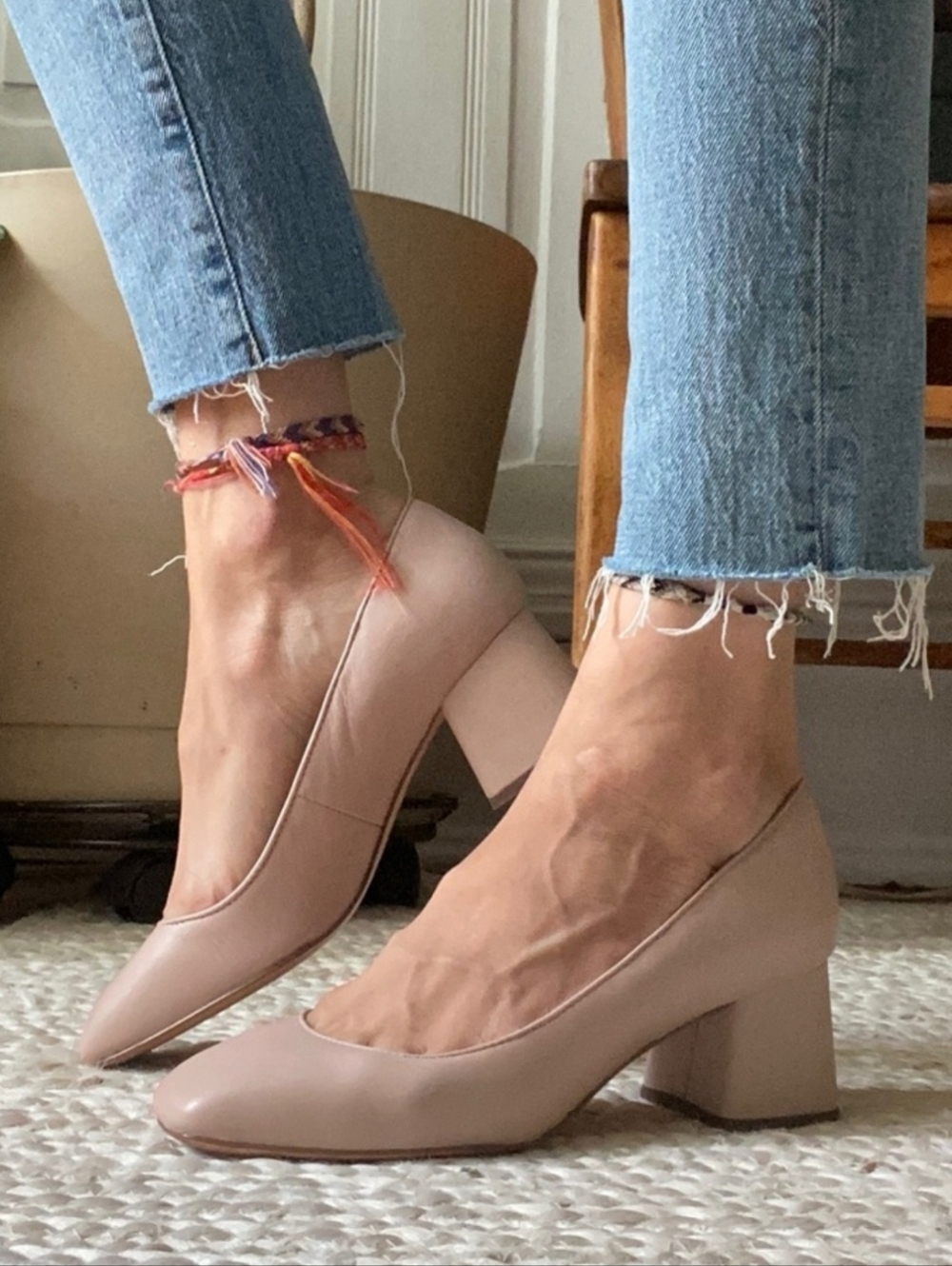 J. Crew Nude Blush Leather Block Heel Pumps - Picture 13 of 15